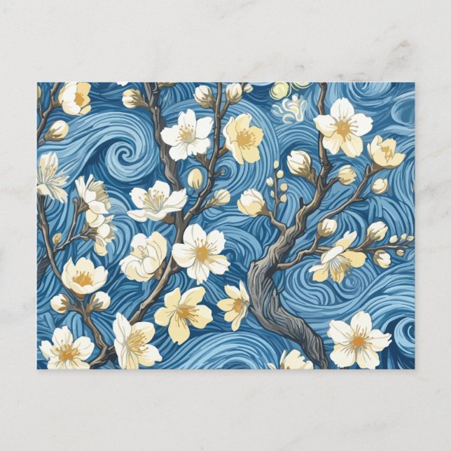 Postal Flores de almendro al estilo de Van Gogh (Anverso)