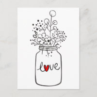 Flores de amor rusticas mason Jar Black and White
