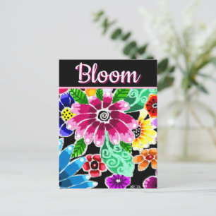 Postal Flores de arte folclórico caprichosas personalizad