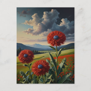 Postal Flores de asador rover rojo Aceite Pintado