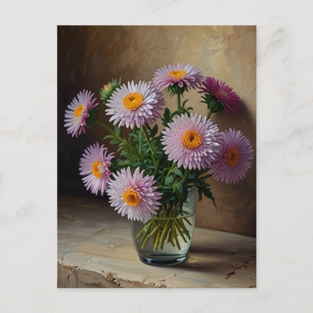 Postal Flores de Aster (Anverso)
