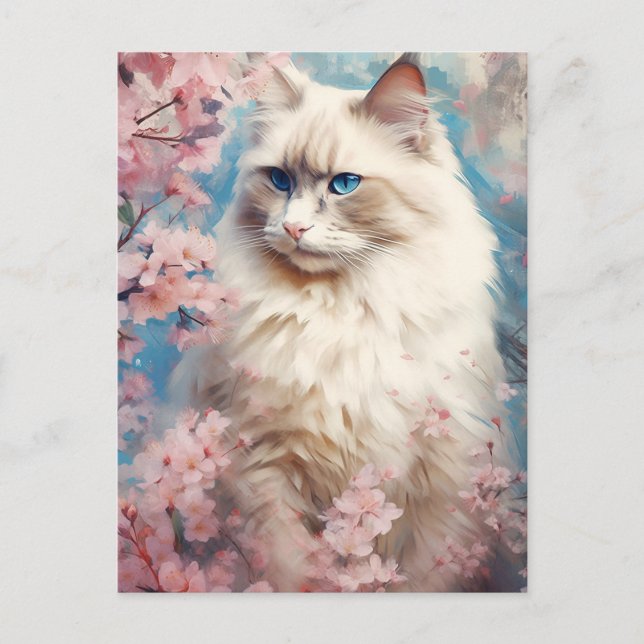 Postal Flores de Birman Cat (Anverso)