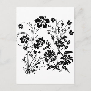 Postal Flores de blanco y negro