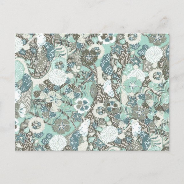 Postal Flores de Blue Brown abstractas (Anverso)