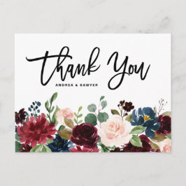 Postal Flores de borgoña de madera oscura rústica caen en