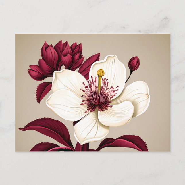 Postal Flores De Borgoña En Crema (Anverso)
