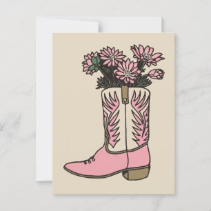 Postal Flores de botas de vaca
