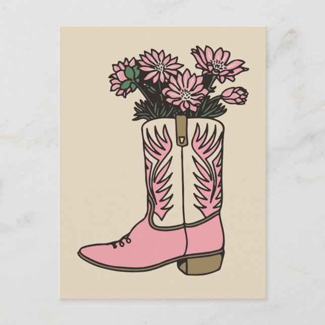 Postal Flores de botas de vaca (Anverso)