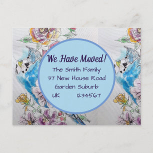 Postal Flores de Budgie Nueva Postcard De Direcciones, No