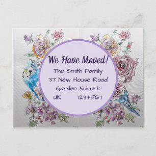 Postal Flores de Budgie Nueva Postcard De Direcciones, No