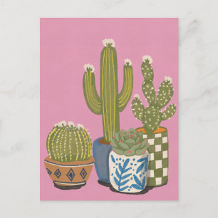 Postal Flores de Cactus Rosadas