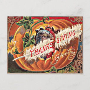 Postal Flores de Calabaza de Plumas de Pavo