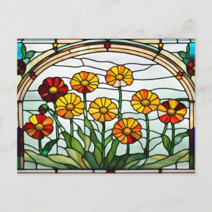 Postal Flores de Caléndula Vidrio Jardín 