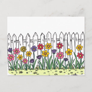 Postal Flores de cambio de dirección Estilo de arte Doodl