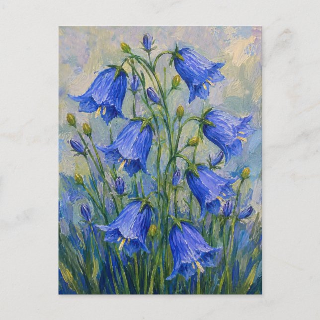 Postal Flores de campanillas azules (Anverso)