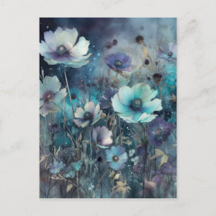 Postal Flores de campo salvaje azul arte