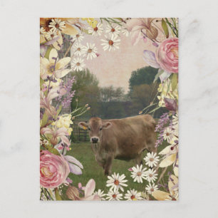 Postal Flores de campo vaca de Jersey