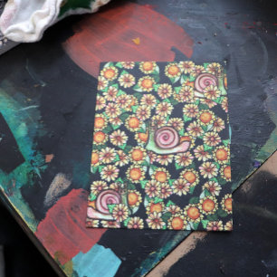 Postal Flores de caracoles felices