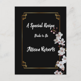 Postal flores de cerezo blancas y marco dorado para despe