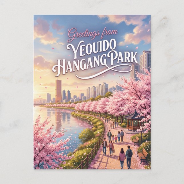 Postal Flores de cerezo del parque Hangang de Yeouido Cor (Anverso)