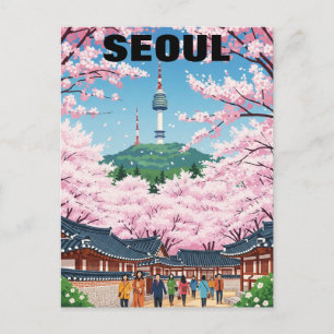 Postal Flores de cerezo en Seúl Corea del Sur