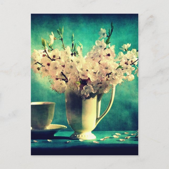Postal Flores de cerezo vintage (Anverso)
