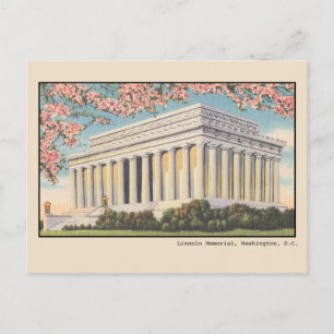 Postal Flores de cerezo vintage en el Monumento a Lincoln