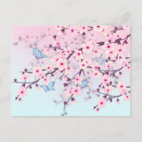 Flores de cerezo y mariposas