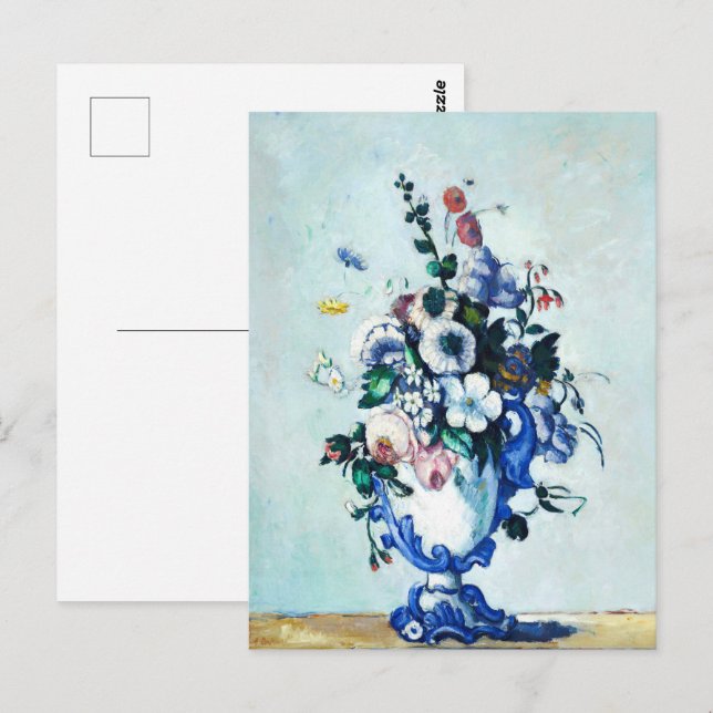 Postal Flores de Cezanne en Jarrón Rococó Impresión de Ar (Anverso / Reverso)