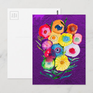 Postal Flores de colmenillas moradas florales