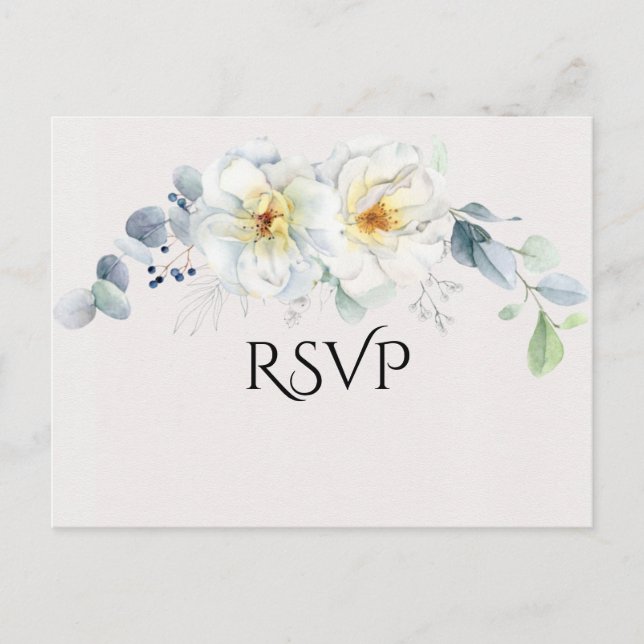 Postal Flores de color azul y blanco (Anverso)