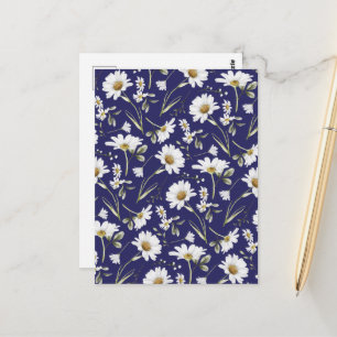 Postal Flores de color de agua blanco