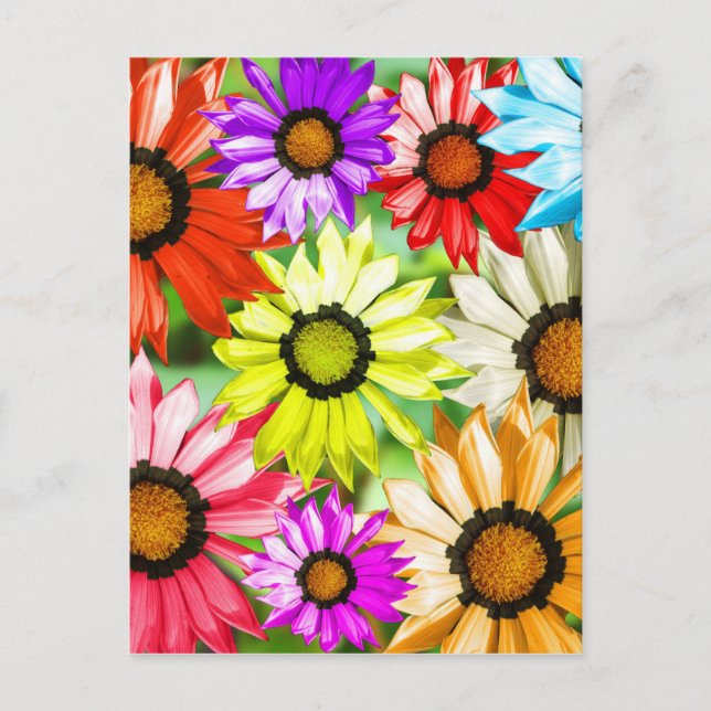 Postal Flores de colores gerbera (Anverso)