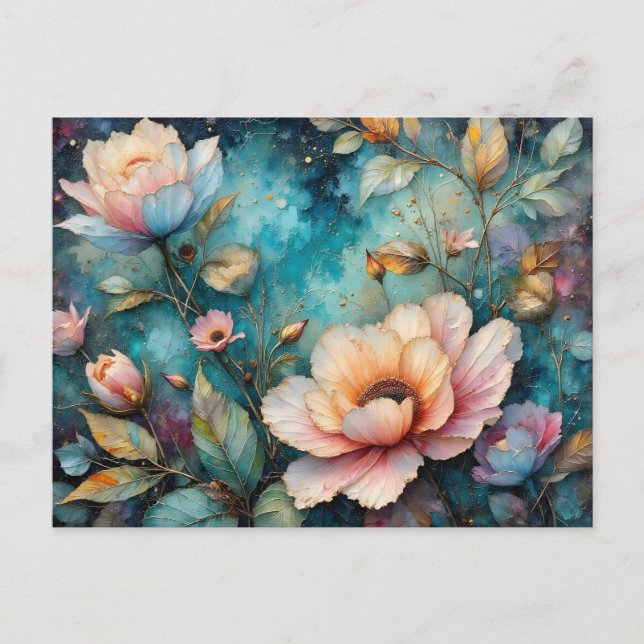 Postal Flores de colores y cielo (Anverso)