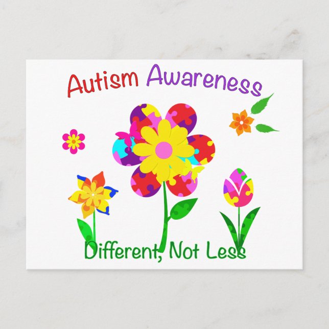 Postal Flores de Conciencia sobre el Autismo (Anverso)