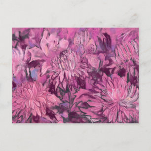 Postal Flores de crisantemo Abstracto Marrón rosa floral