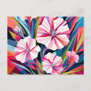 Postal Flores de Dianthus geométricas atrevidas