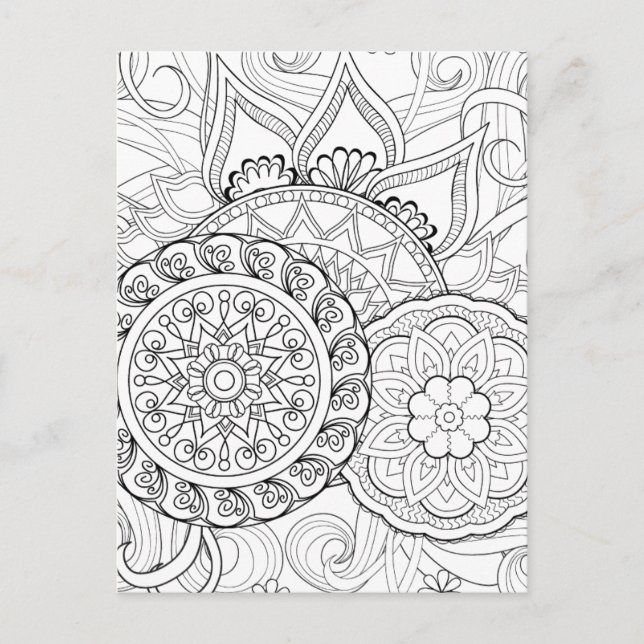Postal Flores De Doodle Y Mandalas (Anverso)