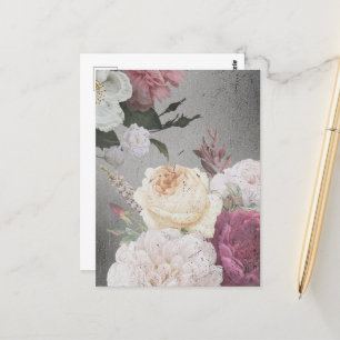Postal Flores de edad avanzada: rosa y blanco alterado