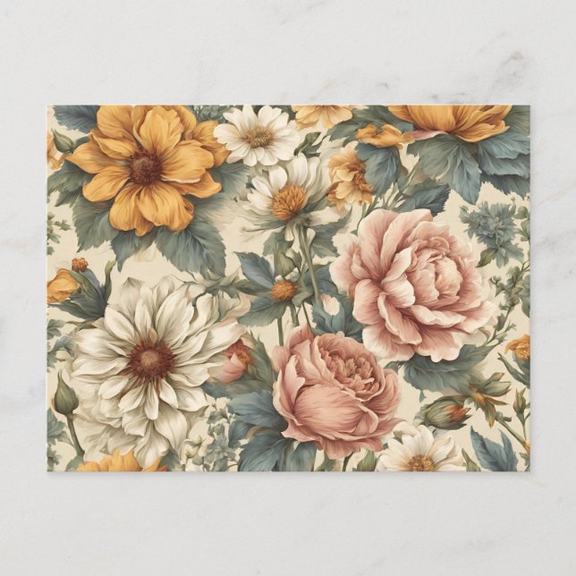 Postal Flores de época elegantes (Anverso)