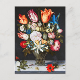 Postal Flores de época en un vaso de Ambrosius Bosschaer
