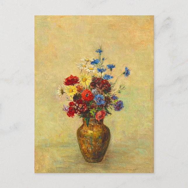 Postal Flores de época en una vesícula (1910) de Odilon R (Anverso)