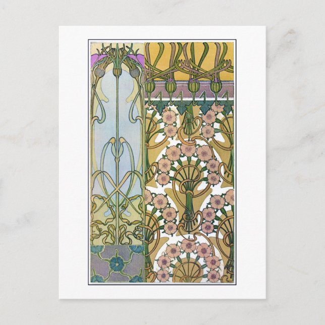 Postal Flores de estilo Art Nouveau, Mucha (Anverso)
