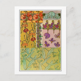 Postal Flores de estilo Art Nouveau, Mucha