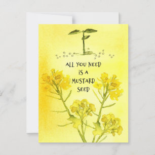 Postal Flores de fe de semillas de mostaza cristiana reli
