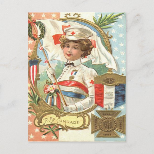 Postal Flores de flores de enfermera de la Cruz Roja (Anverso)
