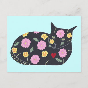 Postal Flores de gato negras plantas Los gatos pueden com