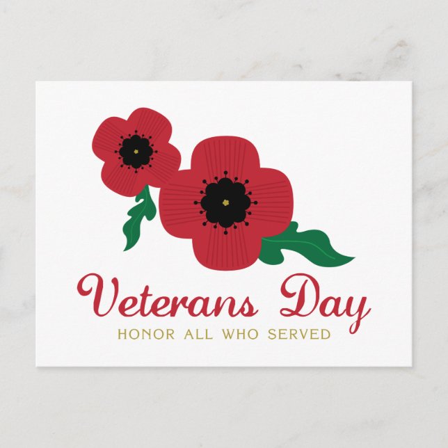 Postal Flores de honor del Día de los Veteranos (Anverso)