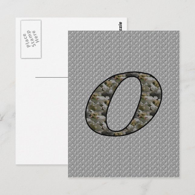 Postal Flores de Hortensia con Inicial de Monograma O (Anverso / Reverso)