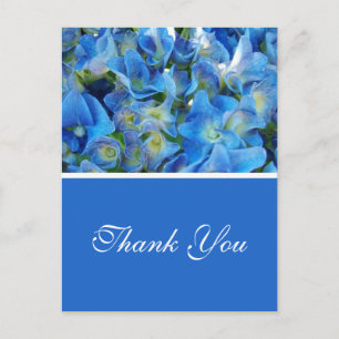 Postal flores de hortensias azules gracias